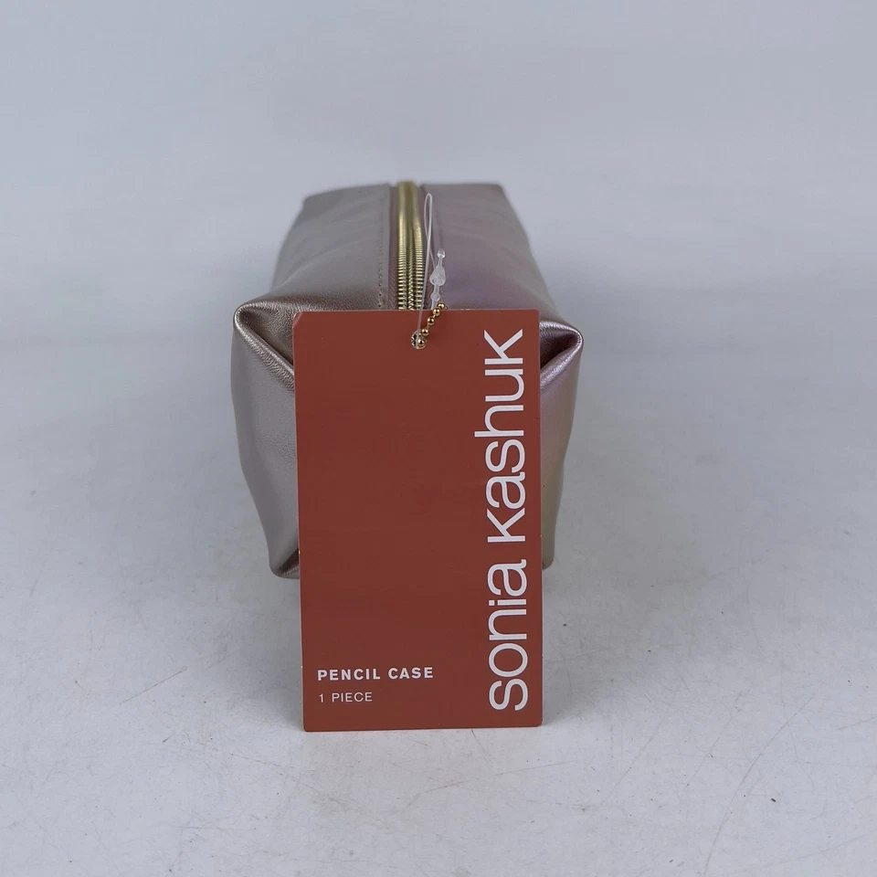 Estuche para lápices Sonia Kashuk bolsa con cremallera para mujer plateado Malitaic acabado dorado brillante Foto 4 de 4