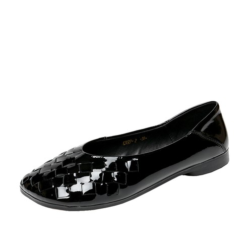 Scarpe basse casual stile europeo da donna in vernice decolte punta quadrata - Foto 17 di 17