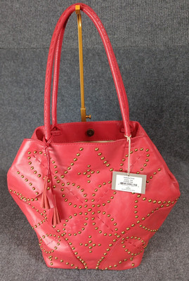 NWT ISABELLA FIORE RED SOPHIA CONVERTIBLE STUDDED LG LEATHER TOTE MSRP $395
