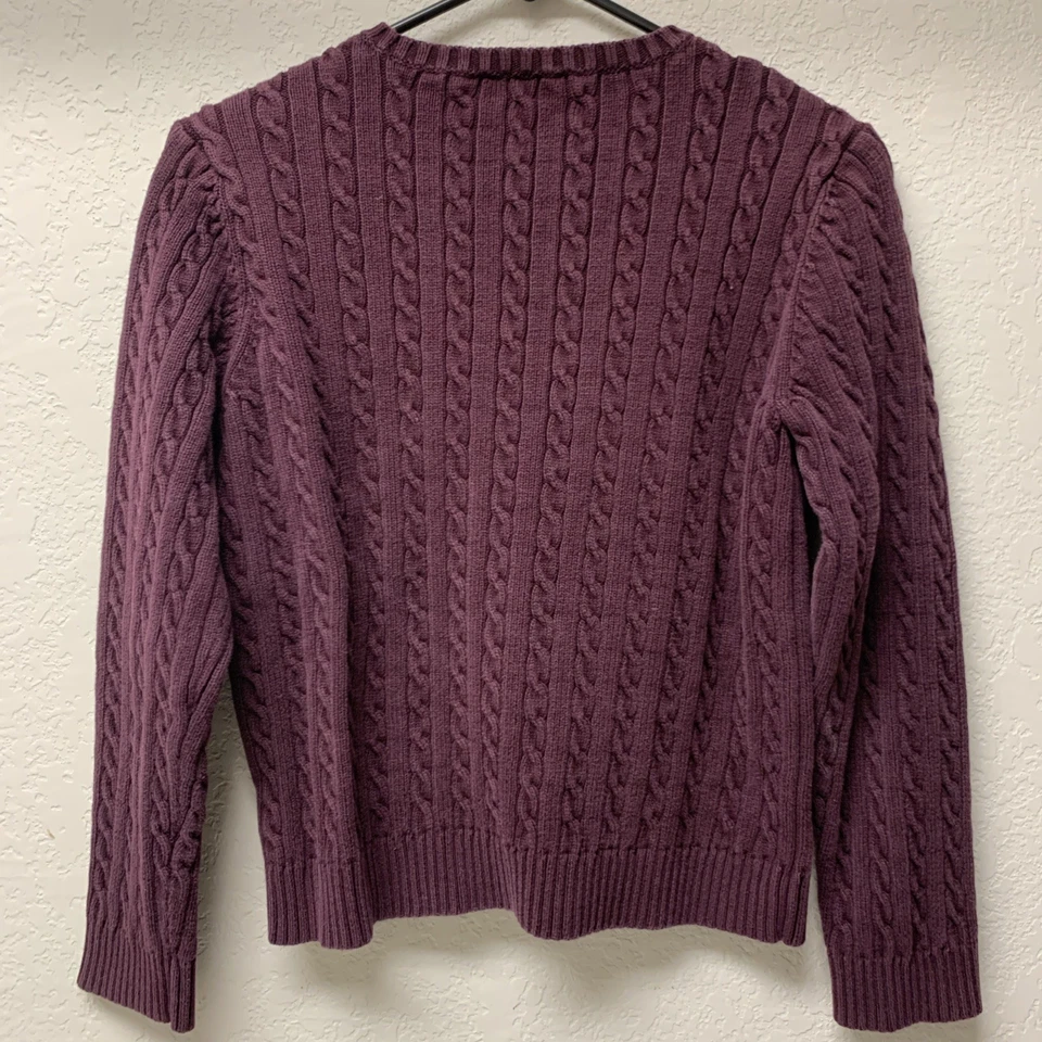 VTG Ralph Lauren Sweater Youth Kids Large Maroon Cable Knit Crewneck Pullover - Image 2 of 4