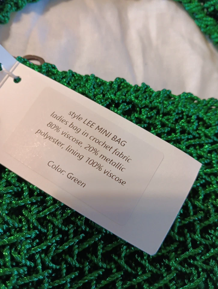 Maria La Rosa Lee Mini Bag Green Metallic Woven Special Occasion Formal Handbag - Image 3 of 4