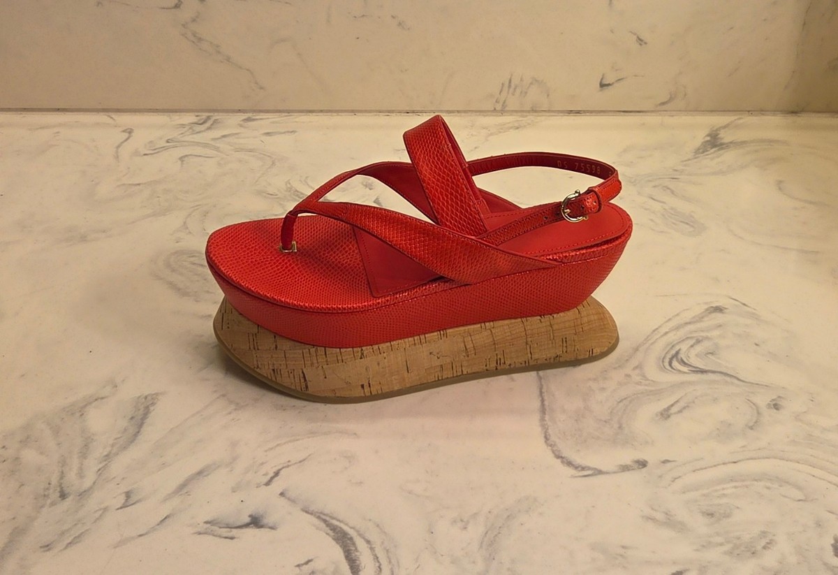 New! Salvatore Ferragamo 'Hydrus' Platform Thong Sandals Womens