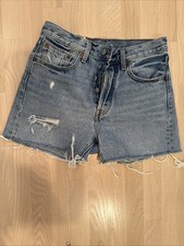 Levi's Women's 501 Denim Shorts Cutoff Button Fly Distressed Raw Hem Size W27