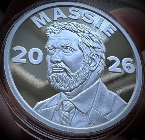 2025 1oz Silver Shield Massie 2026 .999 AG Proof Round (COA 104/207).  No Box!