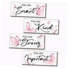 4 Pcs Butterfly Wall Decor Room Decor Wooden Positive Butterfly Decor Pink