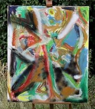 Large Abstract Expressionism Painting – Oil On Canvas, Signed