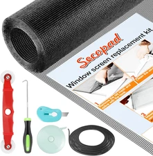 Window Screens Replacement Repair Kit, Black Screen Door Mesh Replacement Kit, D