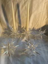 Acrylic Atomic Star Christmas Ornaments Or Candle stick Holders 4.5” - Set Of 5