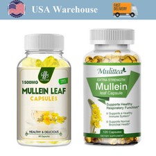 60/120pcs Mullein Leaf Capsules Herbal Supplement For Lung Cleansing Detox Caps