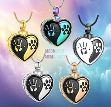 New Heart Hand Paw Pet Ashes Cremation Memorial Necklace