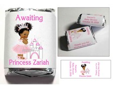 60 PRINCESS BABY SHOWER FAVORS CANDY WRAPPERS LABELS african