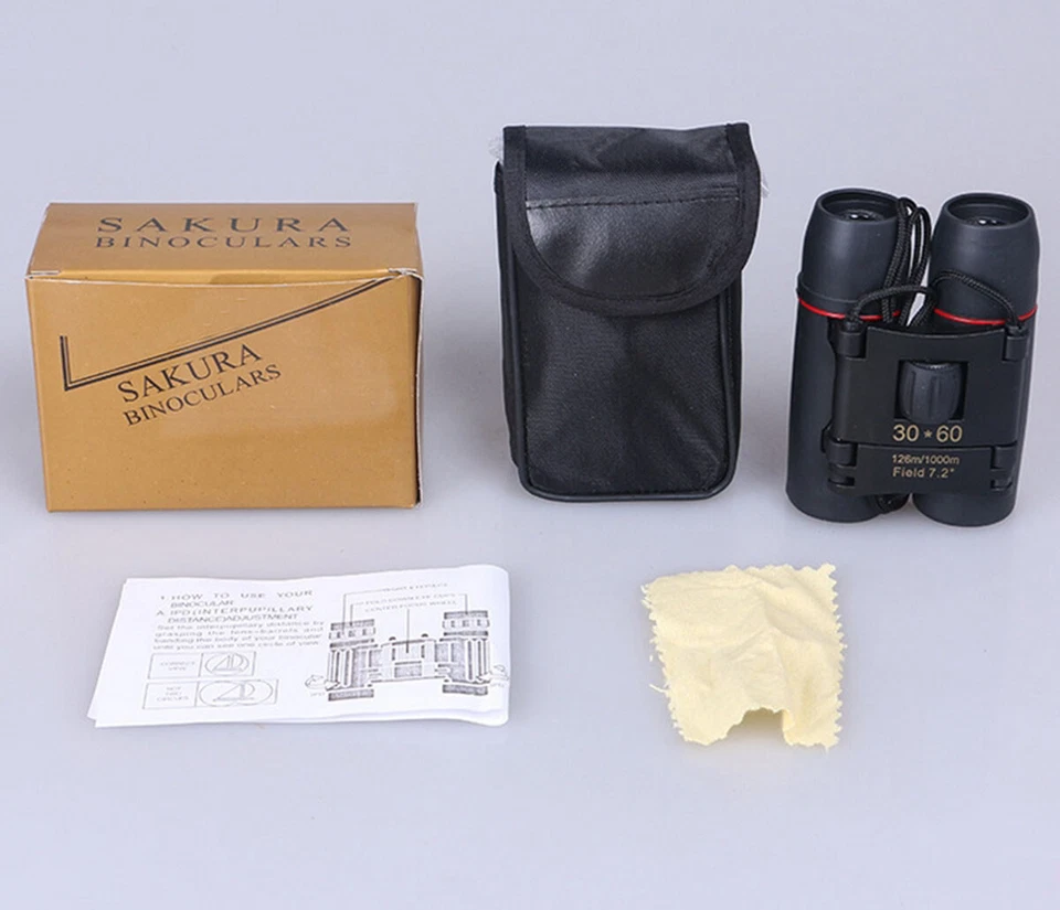 Compact Foldable Waterproof Binoculars 30 x 60 HD BAK4 Prism Lens with Case - Image 4 of 4