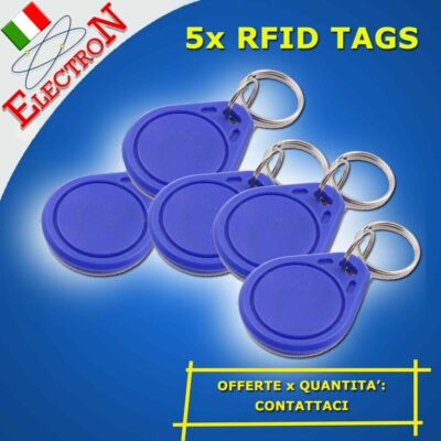 5x RFID TAG 125KHz SCHLÜSSELANHÄNGER ZUGANG BLAU DÜNNE KARTEN Kit Zutrittskontrolle