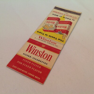 Vintage Matchbook Cover Winston Filter Cigarettes The Taste Is Tops Pack Or  Box