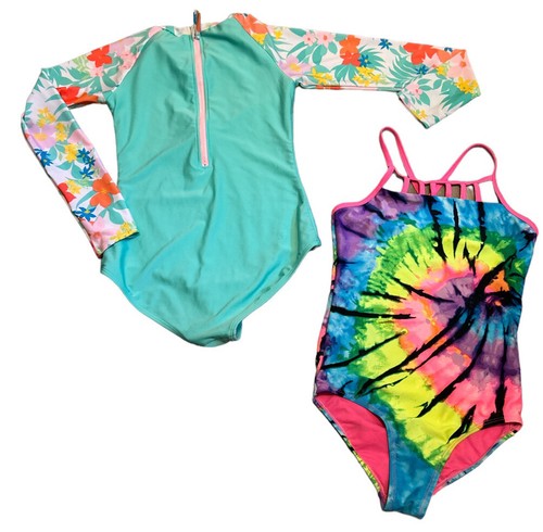 Girls Swimsuit Lot of 2 Sz 10/12 and 12 Justice and Cat & Jack Measurements Belo - Picture 2 of 4