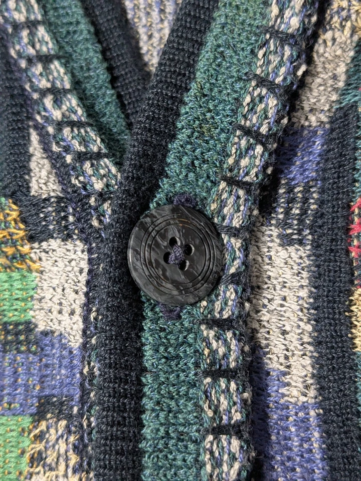 VTG St. Croix Knits For Rhoda's Green Abstract Cardigan - Men XL Made In USA - Image 4 of 4