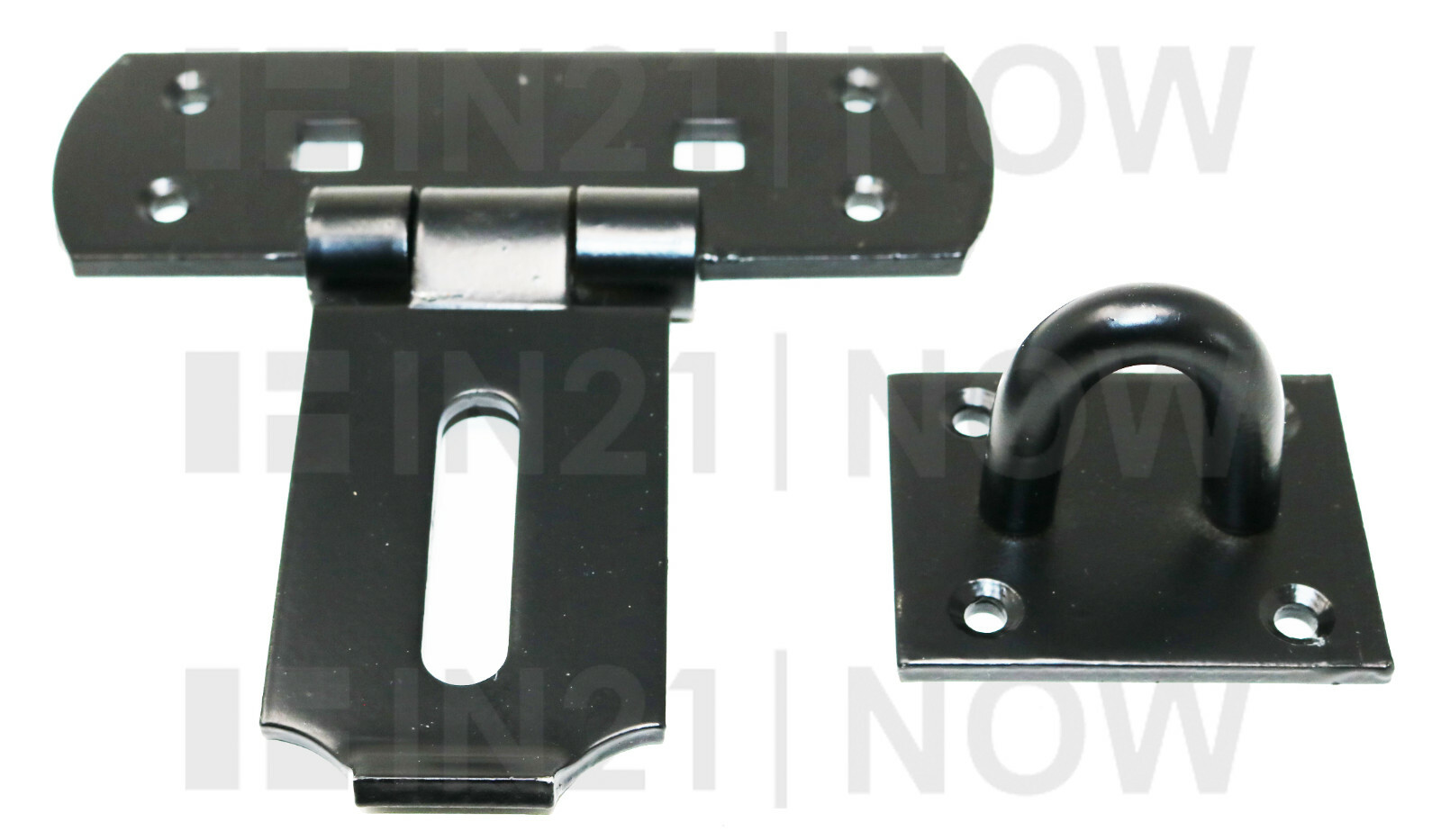 Vertical Locking Hasp and Staple Heavy Duty Bar Shed Door Gate Black