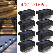 Warm White LED Solar Deck Lights Outdoor Step Lights Waterproof Pool Side Lamps