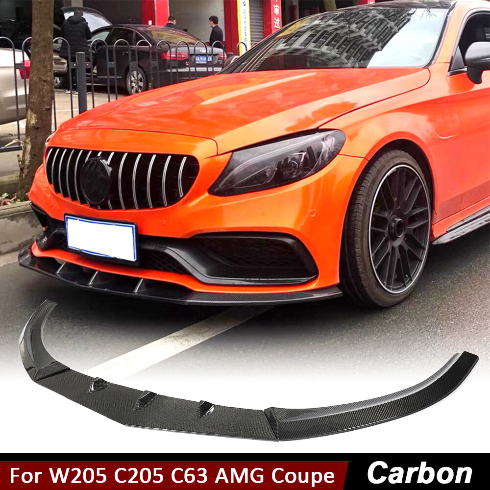 For Benz W205 C205 C63 2015-2021 REAL CARBON Front Bumper Lip Spoiler Splitter