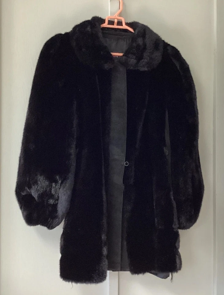 Chaqueta De Colección Años 70 Adolph Schuman Para Lilli Ann Mujer Talla M/L Piel Sintética Forrada Negra Foto 3 de 4