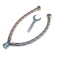 Manguera de agua dividida en Y para lavadora - ACERO INOXIDABLE - (1 FT) patas largas