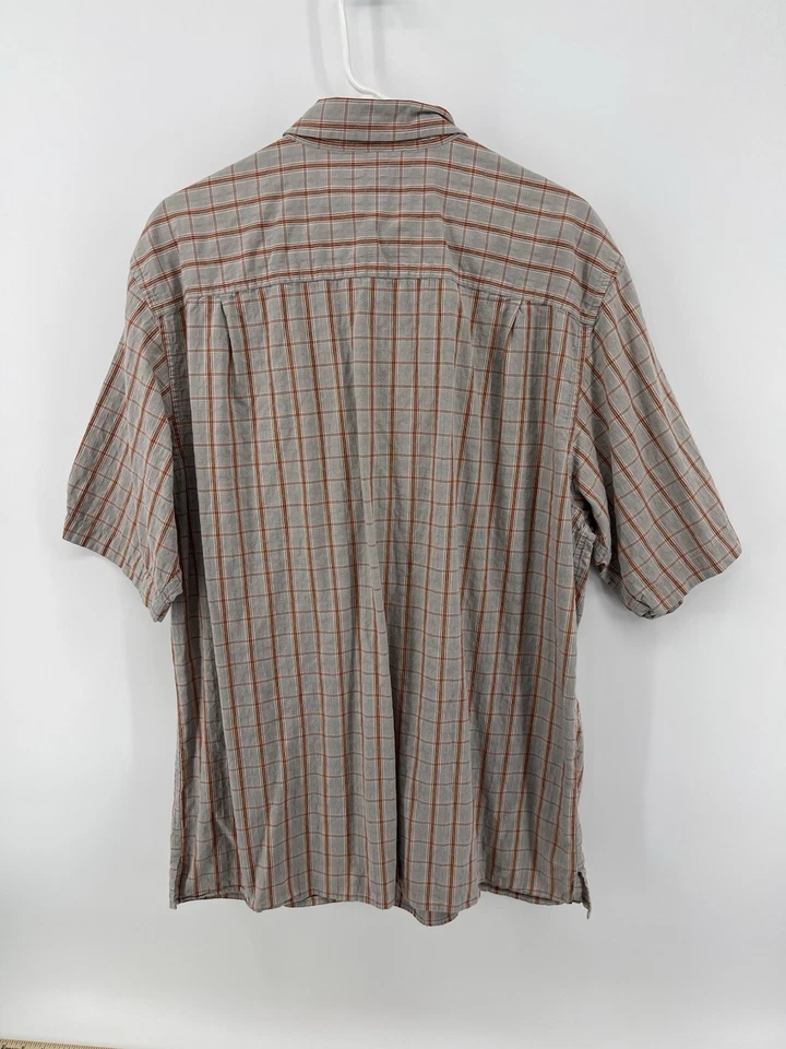 Camisa Timberland vintage con botones para hombre talla XL gris naranja a cuadros manga corta Foto 2 de 4