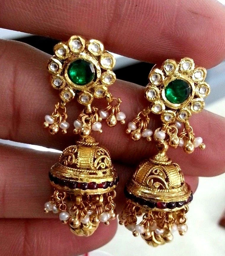 Buy Shashi Gold Plated Jadau Silver Earrings | Paksha