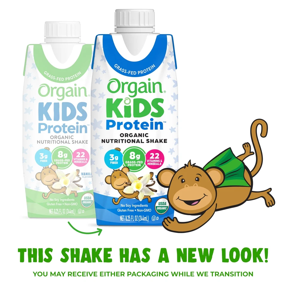 Batido nutricional Orgain Organic Kids Protein Vanilla paquete de 12 8,25 oz Foto 3 de 4
