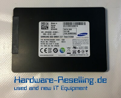 Samsung Dell 512GB SSD SATA 2,5'' 6G MZ-7PD512D 0P4GHK MZ7PD512HAGM-000D1 