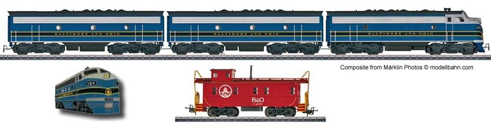 Marklin 37618 USA B&O F7 ABB Diesel loco set w tinplate Marklin 37618 USA B&O F7 ABB Diesel loco set w tinplate