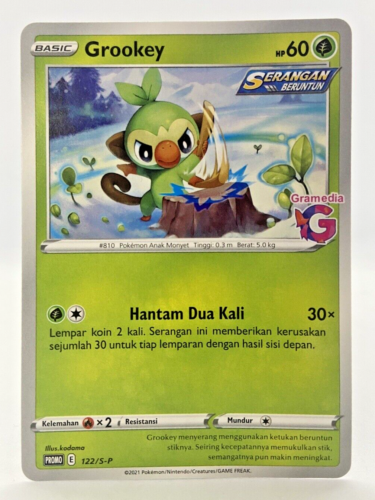 Limited Grookey Gramedia Stamp Promo 122/S-P Pokemon TCG Indonesia - Picture 1 of 5