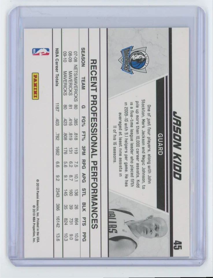2010-11 Donruss Production Line Cracked Ice Jason Kidd . Dallas Mavericks #45 - Image 2 of 2