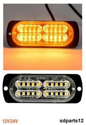 Feu Stroboscopique LED Orange 12V-24V - Avertissement Véhicule - Neuf Imperméable
