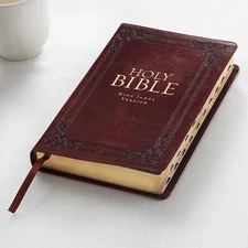 The Holy Bible King James Version Thumb Indexed Burgundy Faux Leather Gift Bible
