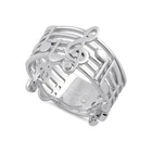 925 Sterling Silver Musical Notes Ring Valentine Gift For Her