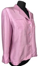 Platinum Women's Lilac Light 100% Silk Button Up Summer Jacket Top Uk 14 Eu 42