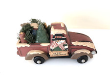 Wood Truck Christmas Table Shelf Decor Piece Merry Christmas Holiday Tree VTG