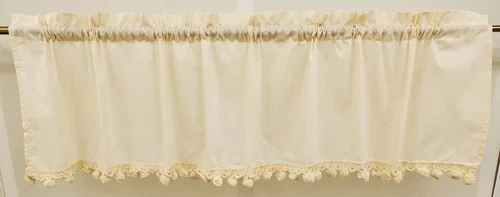 Vintage Classic Ball Fringe Panel Pairs, Tier Pairs, and Valances BEIGE NATURAL