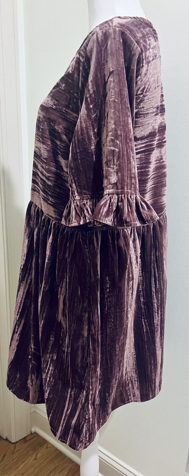 Melloday Crushed Velvet Mini Dress Ruffle Sleeve … - image 7