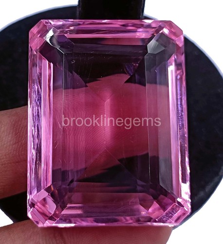 201.00 Ct Emerald Cut Pink Topaz Certified Collection Brazil Gemstone 25H - Picture 8 of 9
