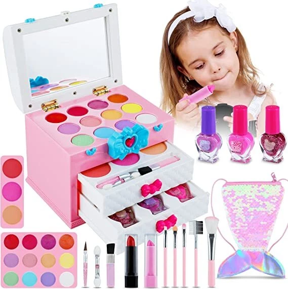 Kids Makeup Kit for Girl Make up Remover Real Washable Princess Set Non  Toxic for sale online