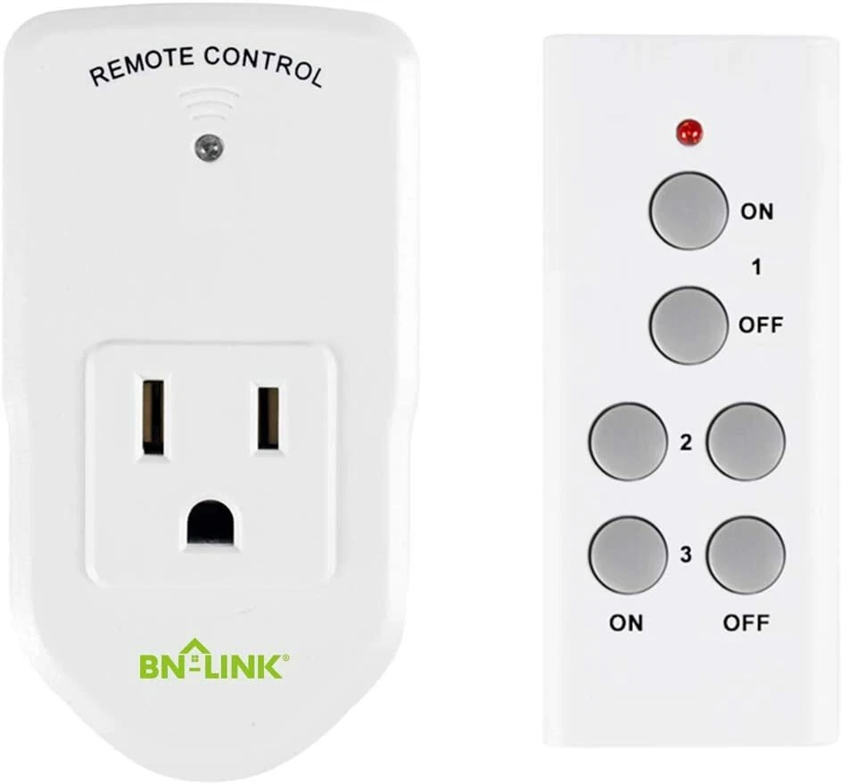 BN-LINK Wireless Remote Control Outlet with Extra Long Range, for Household  Appliances, White (2 Remotes + 5 Outlets)