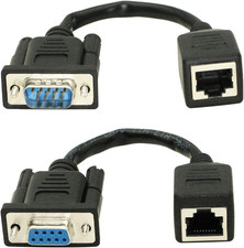 DB9 RS232 to RJ45 Extender, DB9 9-Pin Serial Port Female Male to RJ45 CAT5 CAT6