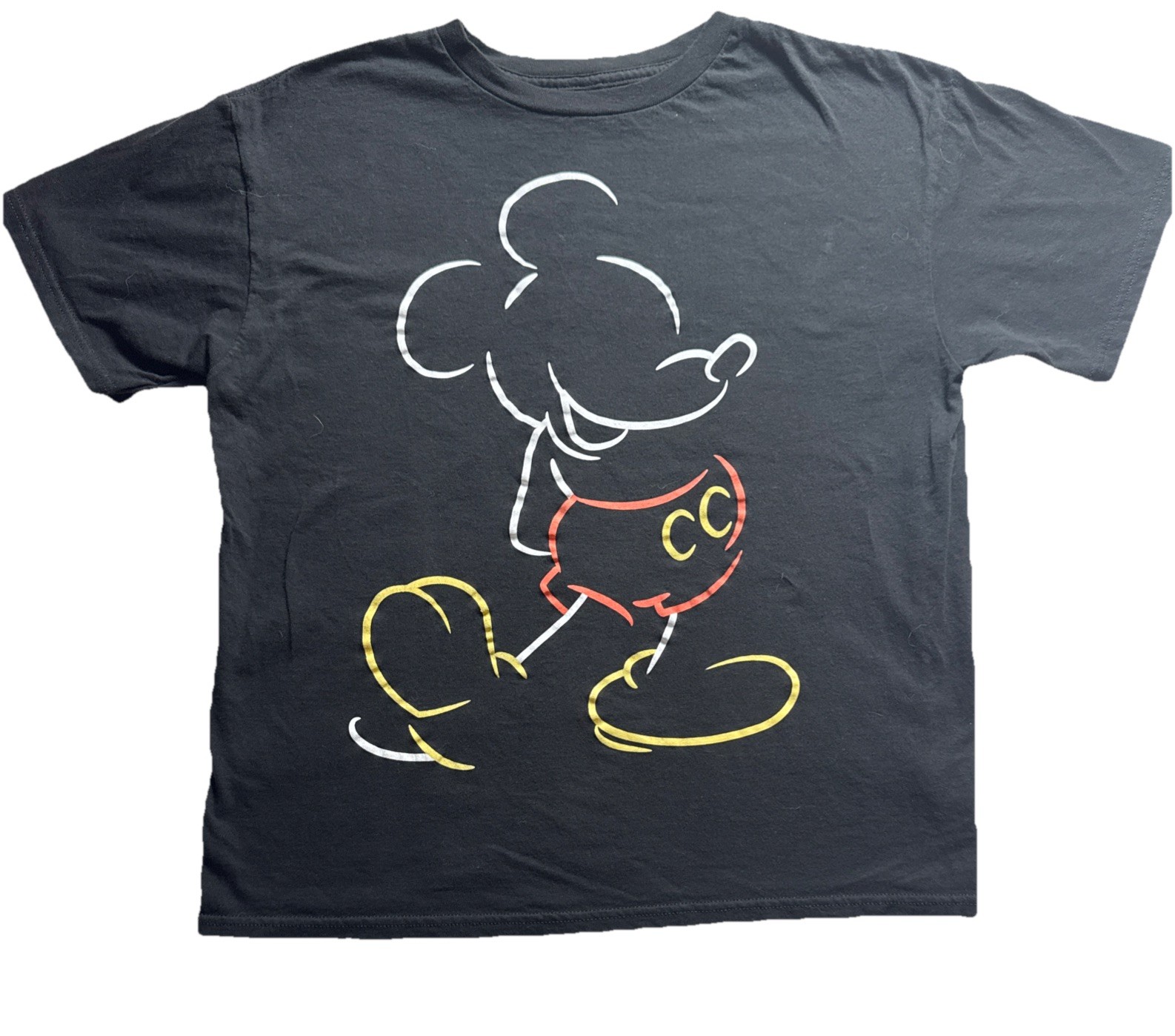 Mickey Mouse Disney T-shirt Youth Kid's Large Black Short Sleeve 100% Cotton
