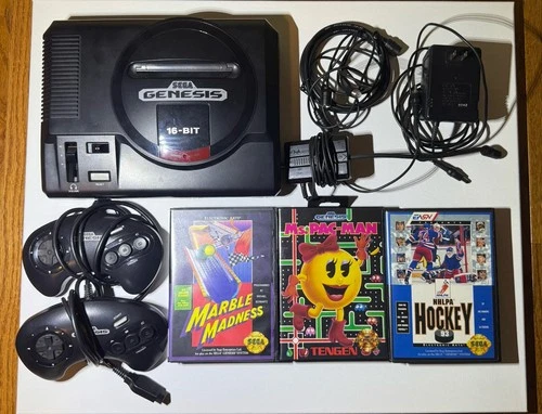 Sega Genesis System Model 1 Console, 2 Controllers 3 Games Tested Works