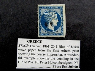nystamps Greece Holombe Stamp # 13A Used Signed Paid €300 L10y502