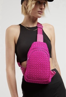 Sol And Selene Beyond The Horizon Fuchsia Pink Neoprene Woven Crossbody NWT 