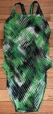 Adidas INFINITEX Green Wayward Dot V-Back One Piece Swimsuit Women  s 30