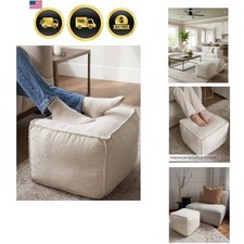 Beautiful Boucle Pouf Ottoman and Foot Rest - Round Modern Foot Stool