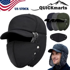 Winter Trapper Hat with Face Mask Warm Windproof Fur Ear Flap Ski Aviator Cap